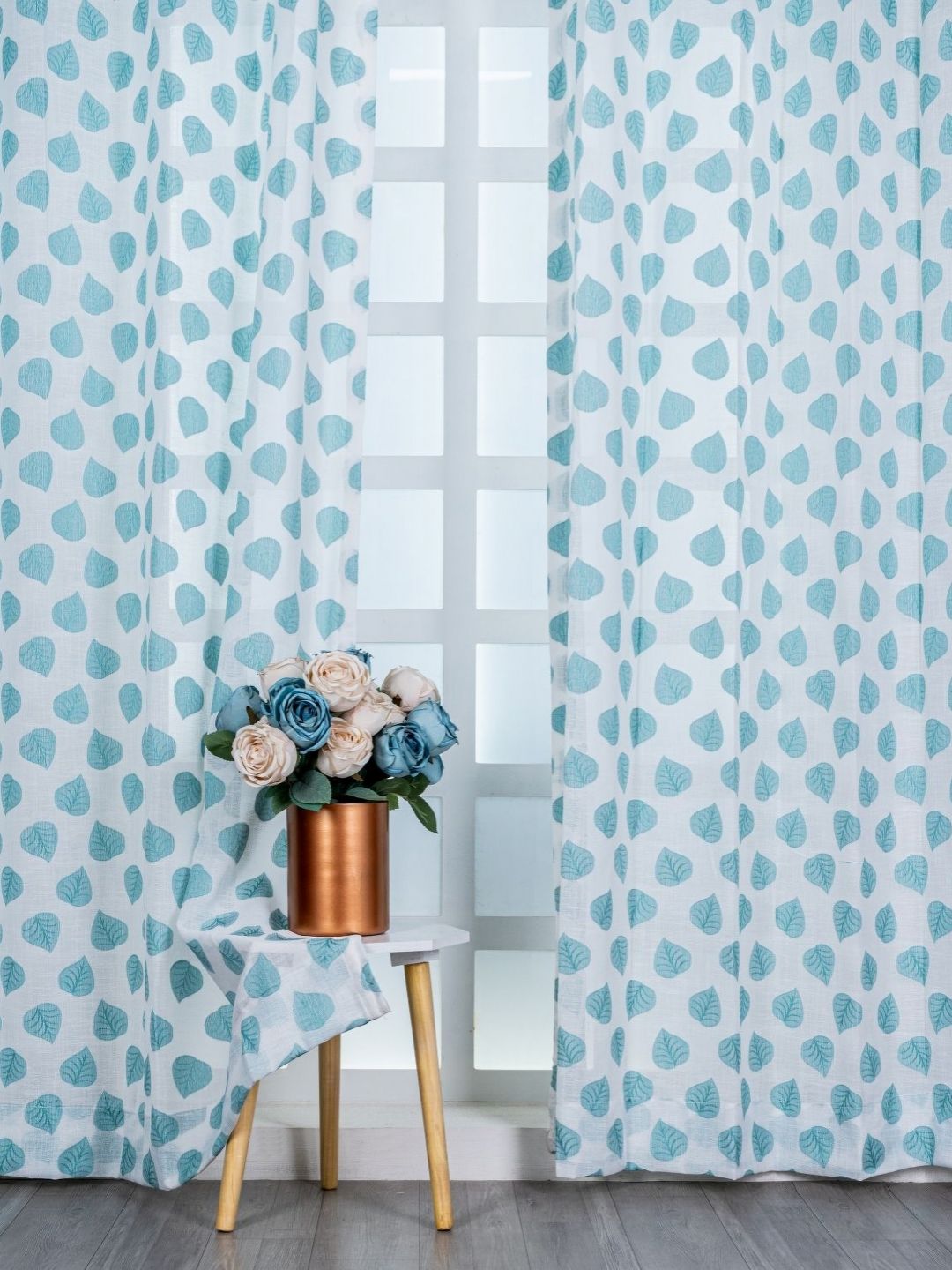 Parda Online Turquoise Blue Set of 4 Sheer Window Curtain-image-44