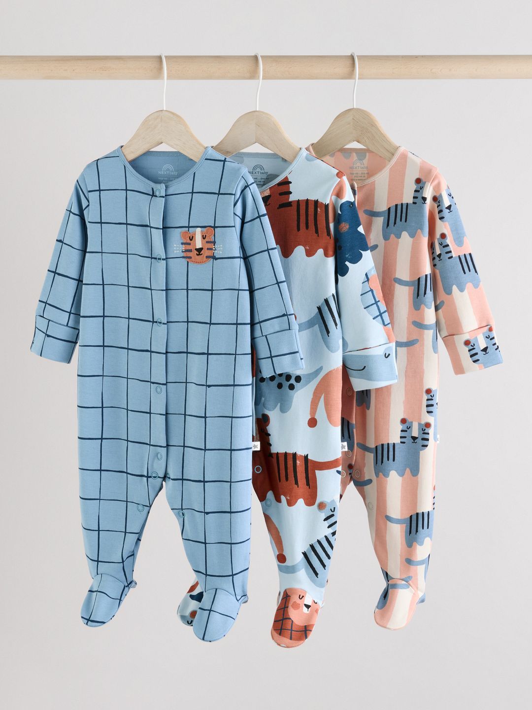 NEXT Infants Pack of 3 Cotton Sleepsuits-picture-36