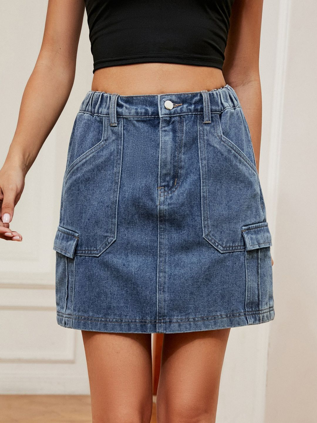 Oh Rare Women Denim A-Line Mini Skirt-picture-17
