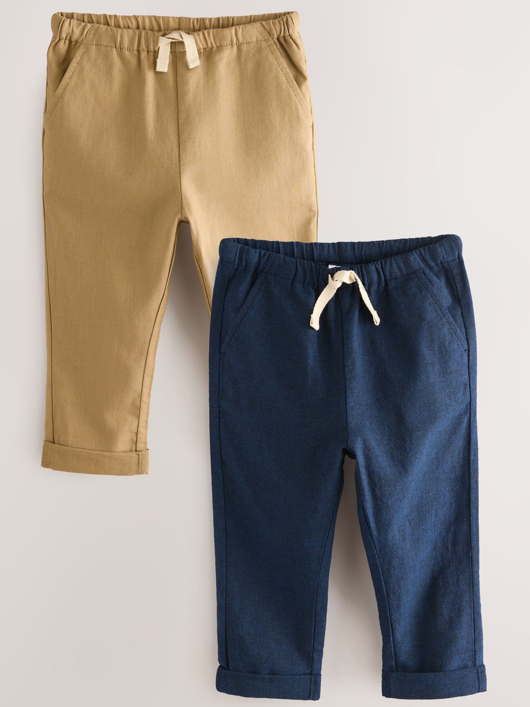 NEXT Boys Pack of 2 Linen Cotton Trousers-picture-58