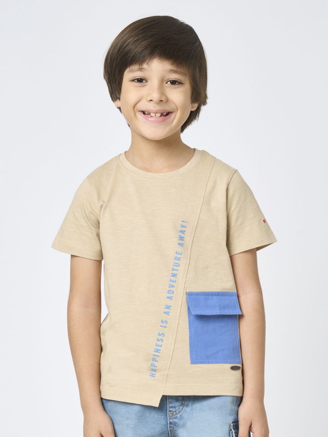 Ed-a-Mamma Boys Typography Printed Round Neck Short Sleeves Pocket Cotton T-shirt-picture-42