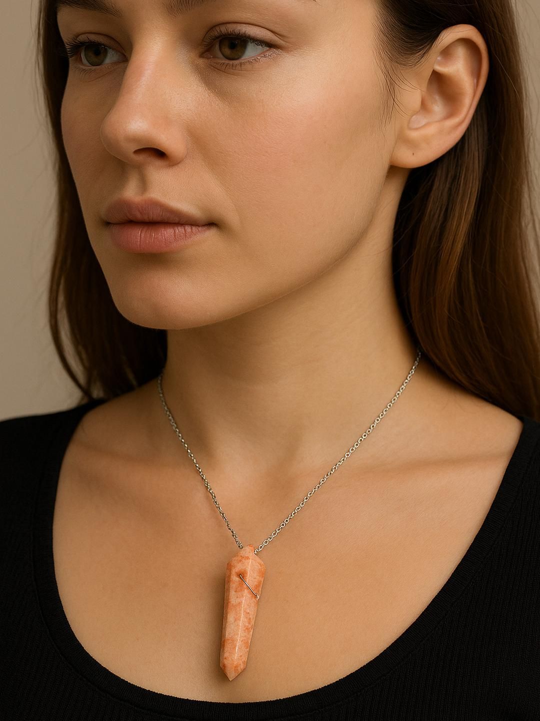 Zhupuk Unisex Square Sunstone Pendant-picture-15