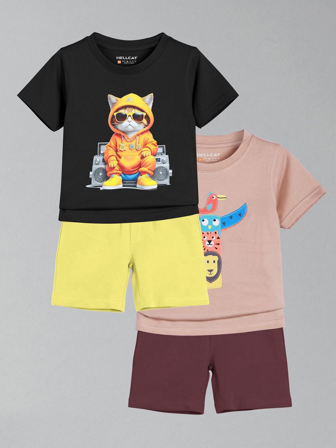HELLCAT Boys Pack Of 2 Printed Short Sleeves T-shirt With Shorts-picture-48