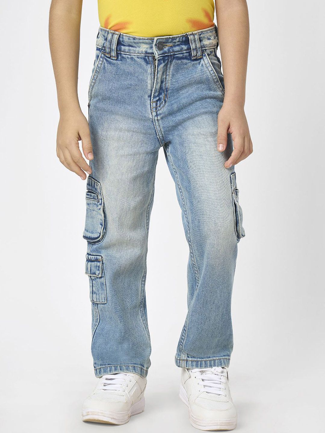 Ed-a-Mamma Boys Comfort Mid-Rise Highly Distressed Heavy Fade Stretchable Denim Jeans
