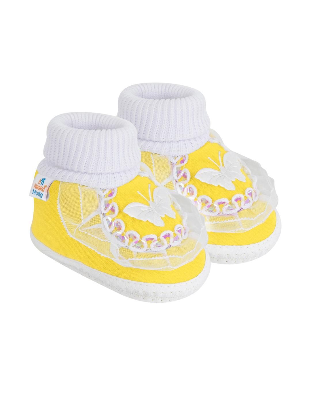NESKA MODA Unisex Yellow Kids Cotton Booties-picture-15