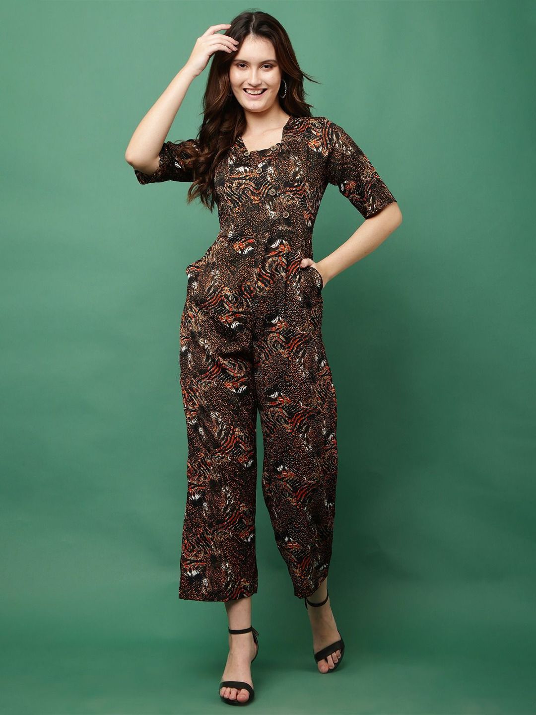 Moda Rapido Printed Basic Jumpsuit-picture-24