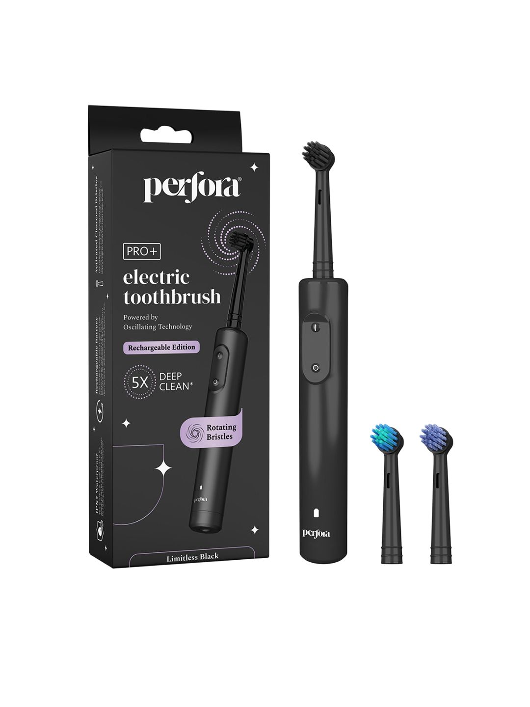 Perfora PRO+ Oscillating Electric Toothbrush with 2 Brush Heads - Black-picture-33