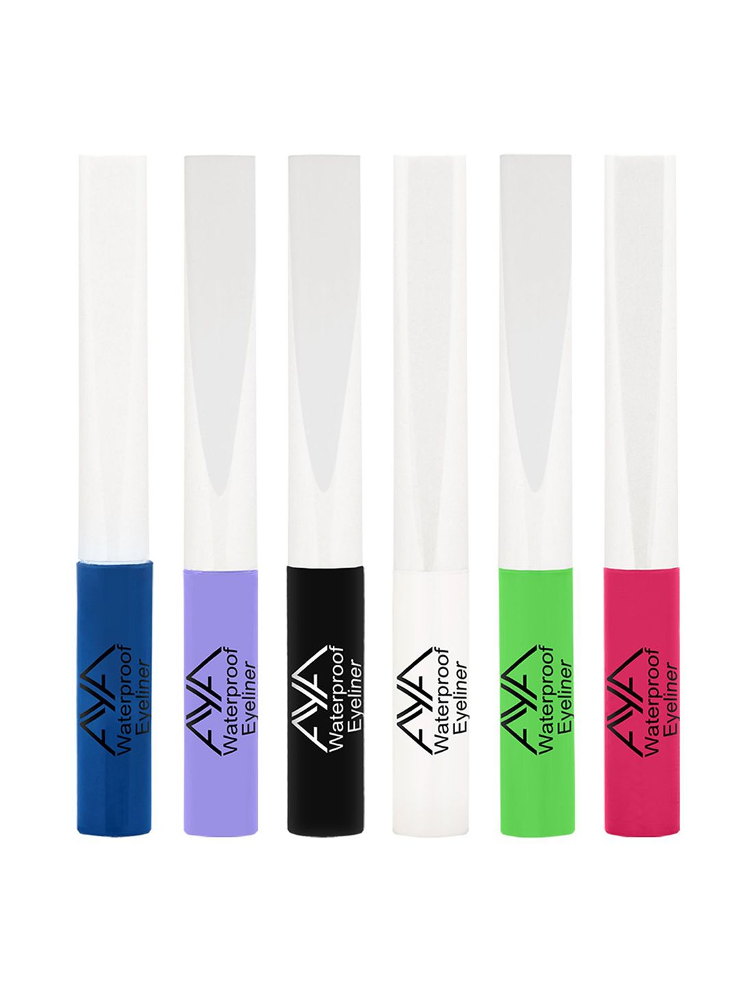 AYA Set Of 6 Long-Lasting Waterproof Liquid Eyeliner - 5ml - Each -Kohl Black - Neon Green-image-32