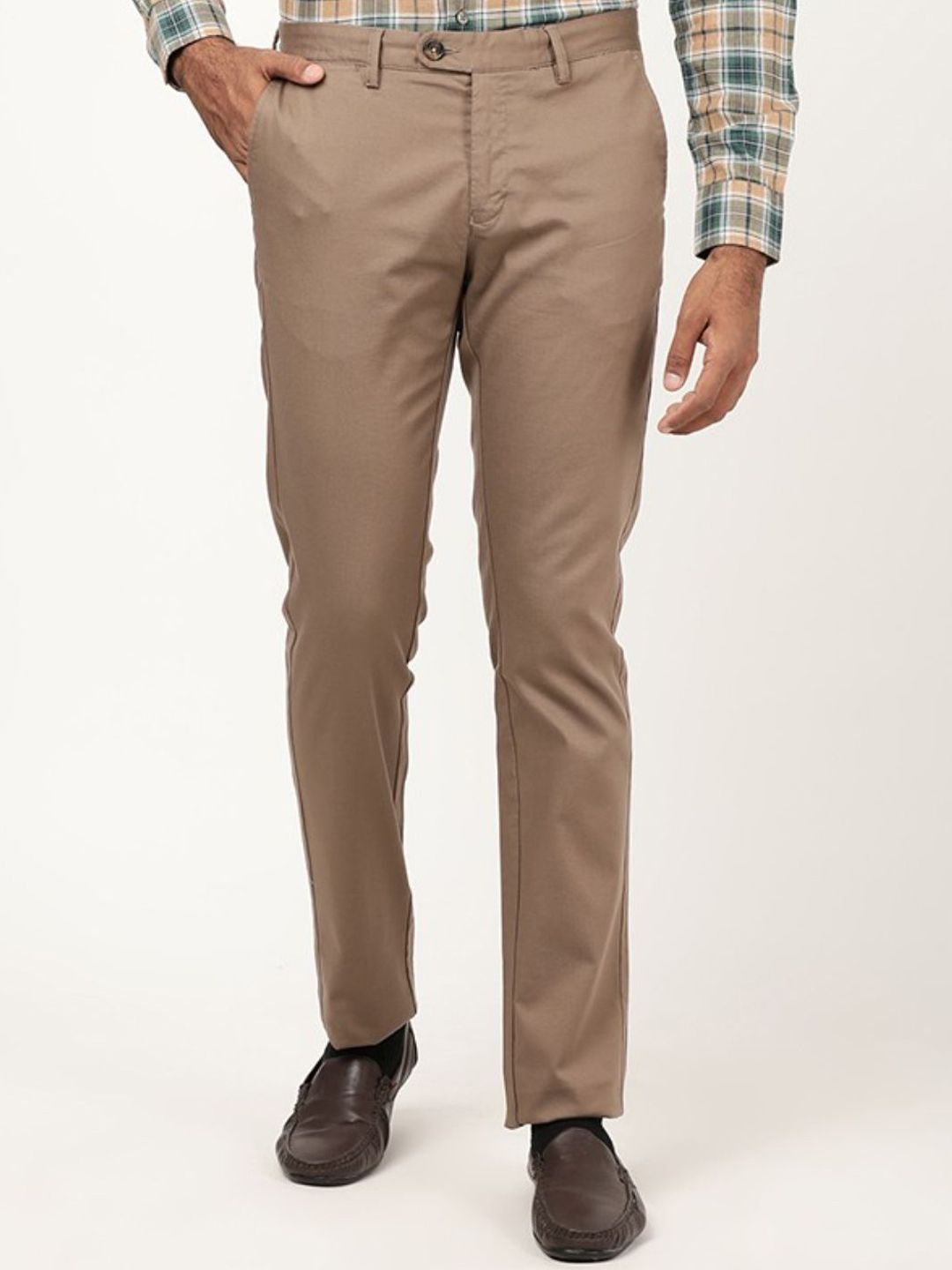 Indian Terrain Men Solid Brooklyn Slim Fit Mid-Rise Flat-Front Formal Trousers-picture-33