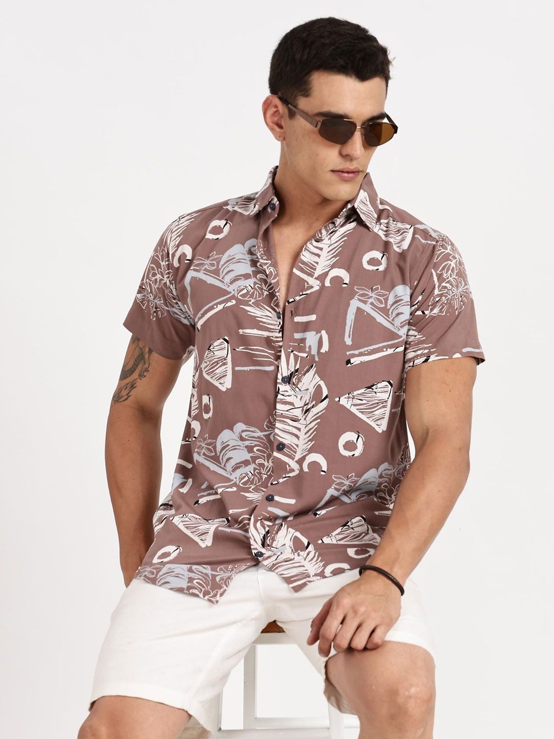 COLOR HUNT Comfort Abstract Printed Spread Collar Short Sleeves Shirt-picture-37