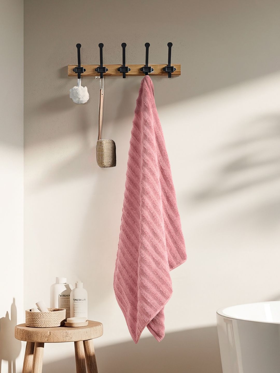 haus & kinder Green & Pink 2 Pieces Cotton 500 GSM Towel Set-image-42