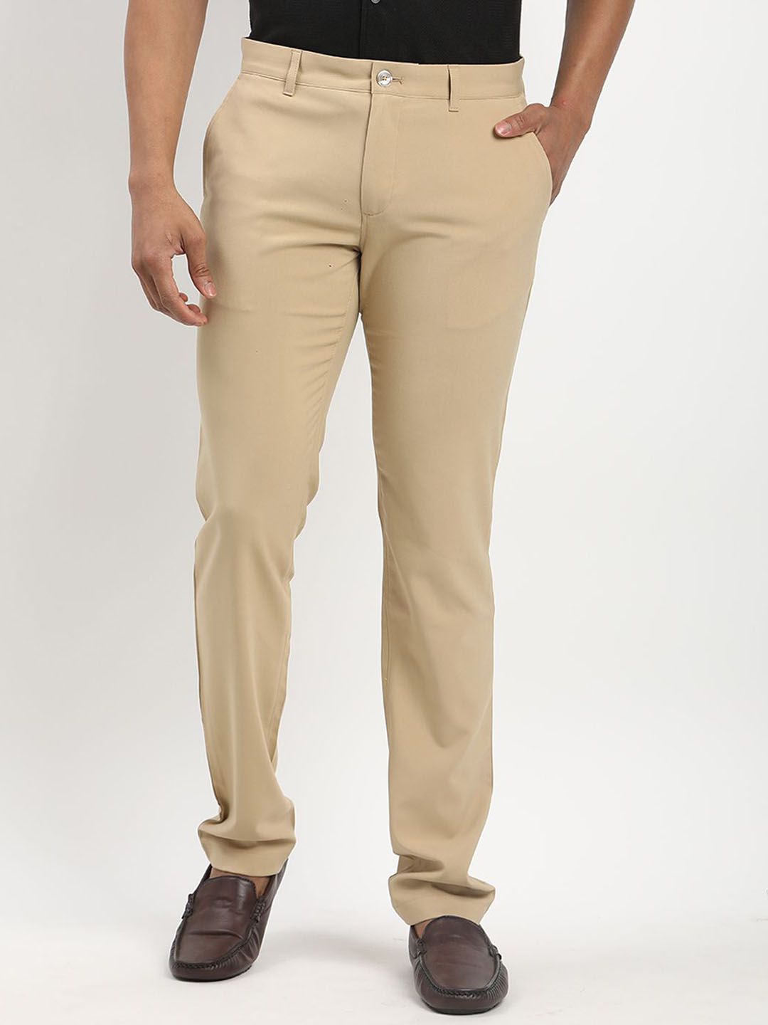 Indian Terrain Men Solid Urban Tapered Fit Trousers-picture-42