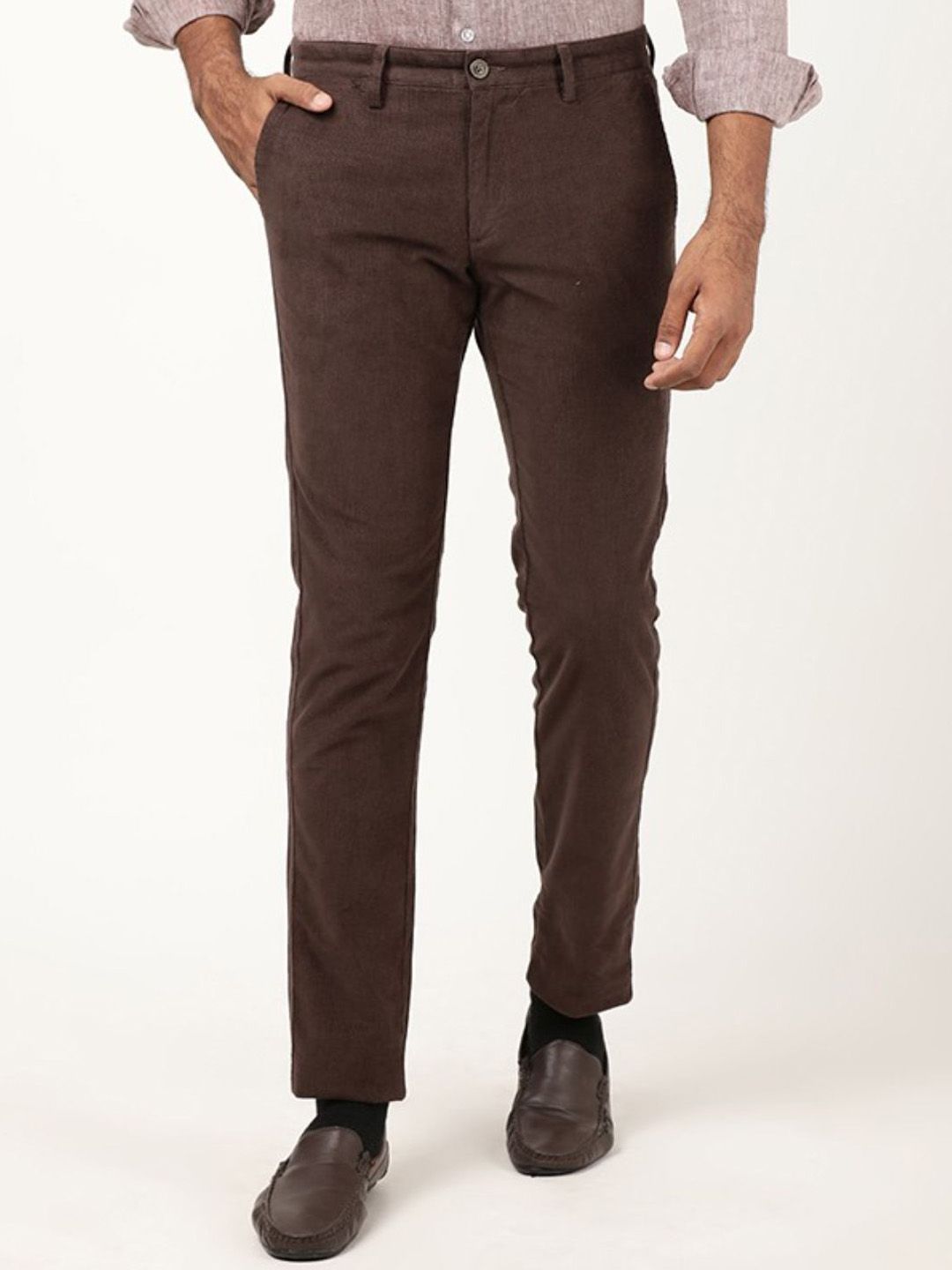 Indian Terrain Men Solid Brooklyn Slim Fit Mid-Rise Flat-Front Regular Trousers-picture-38