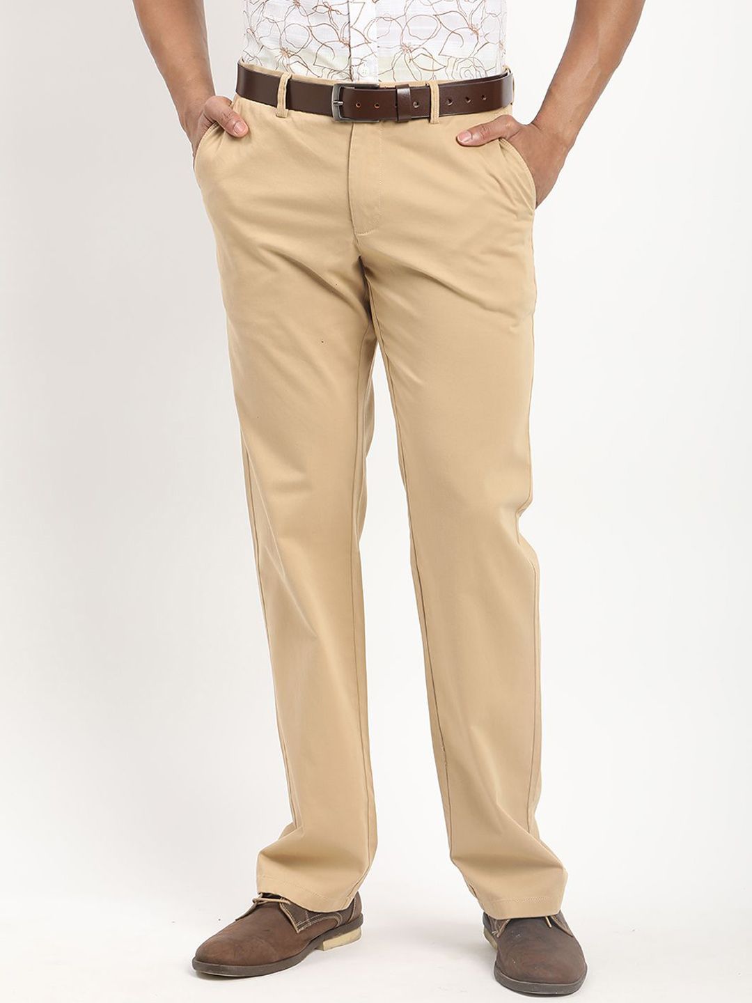 Indian Terrain Men Solid Mid-Rise Regular Fit Trousers-picture-26