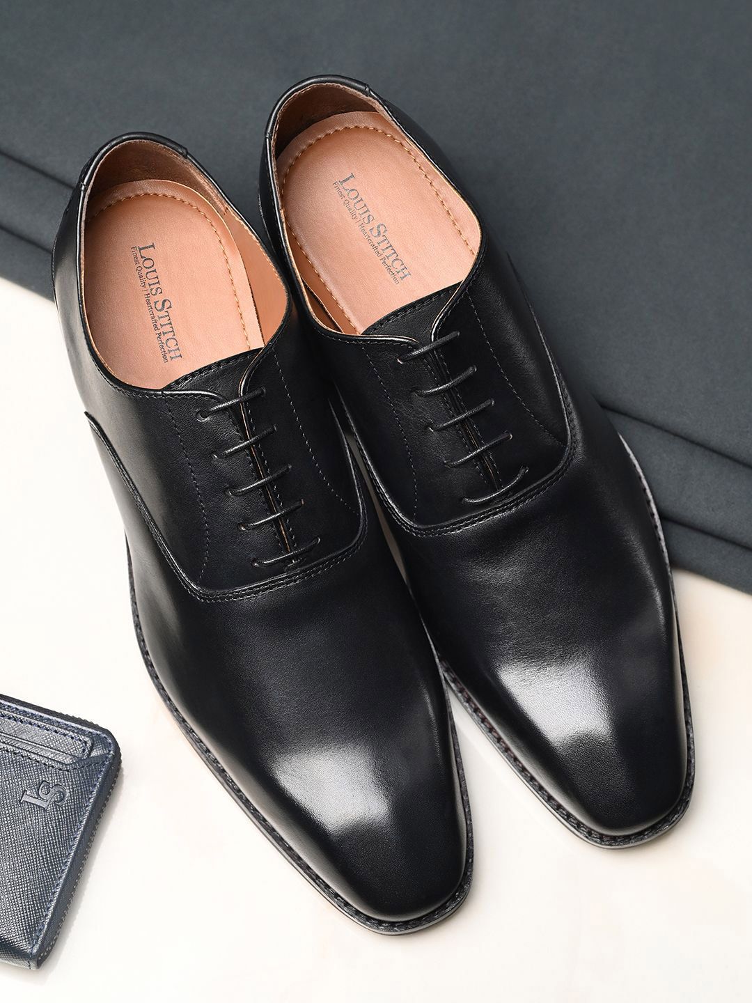 LOUIS STITCH Men Jet Black Italian Crust Leather Formal Derbys-picture-25