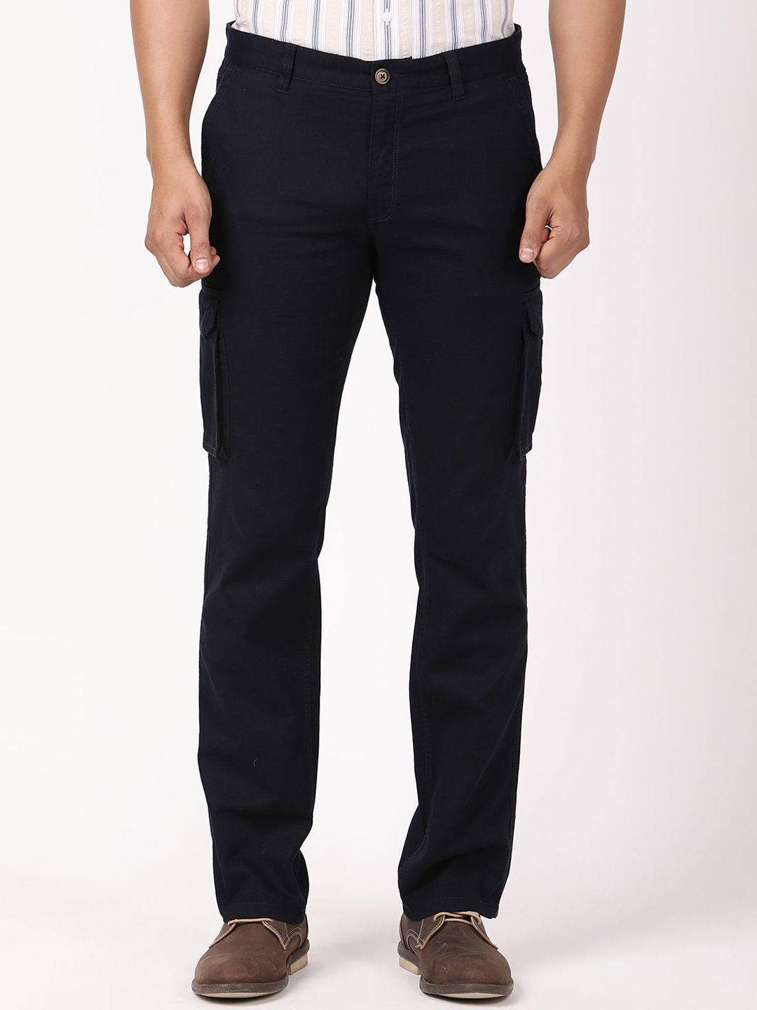 Indian Terrain Men Kansas Regular Fit Cargos Trousers-picture-28