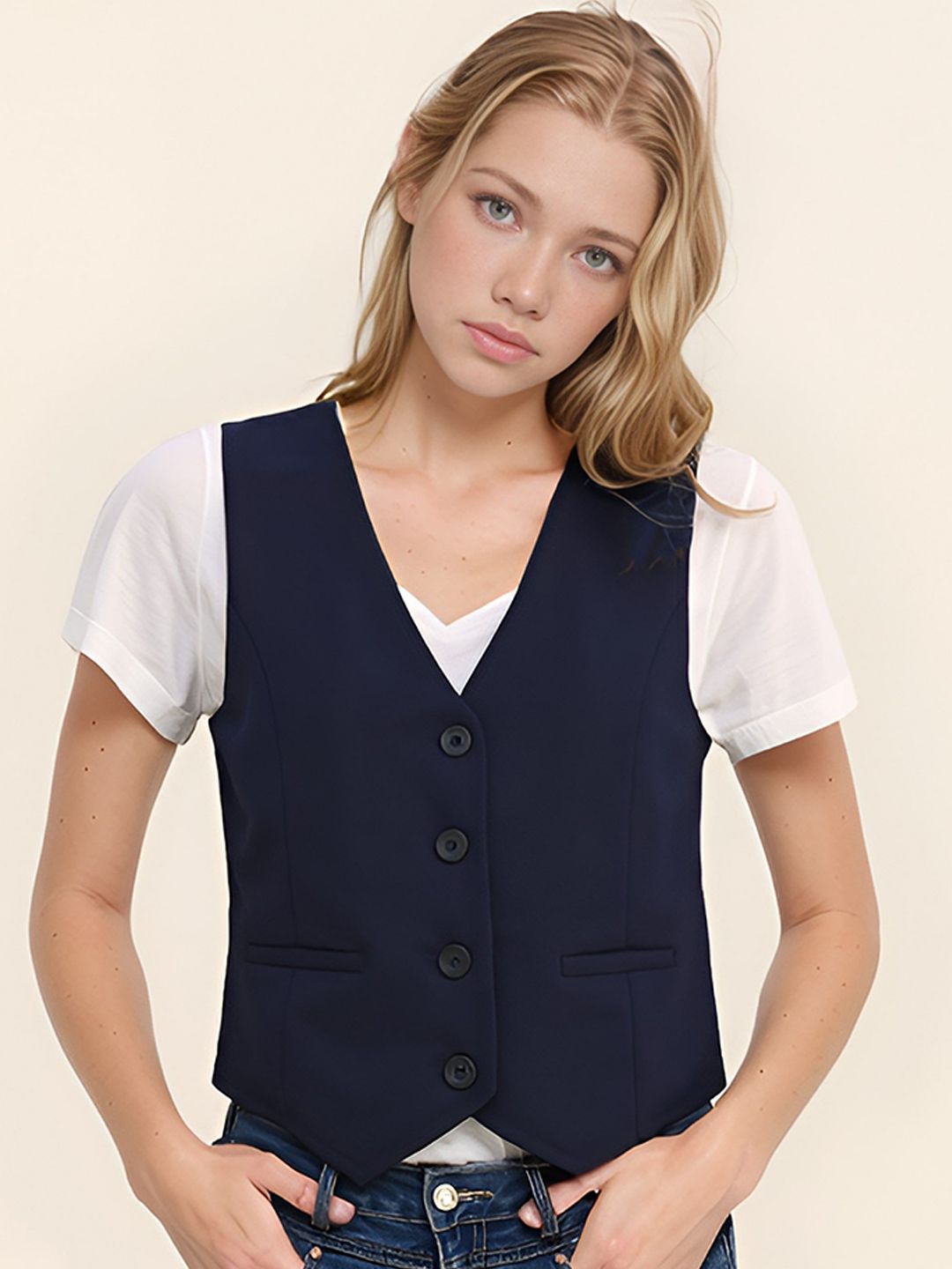 BAESD Sleeveless V-Neck Slim-Fit Waistcoat-picture-52
