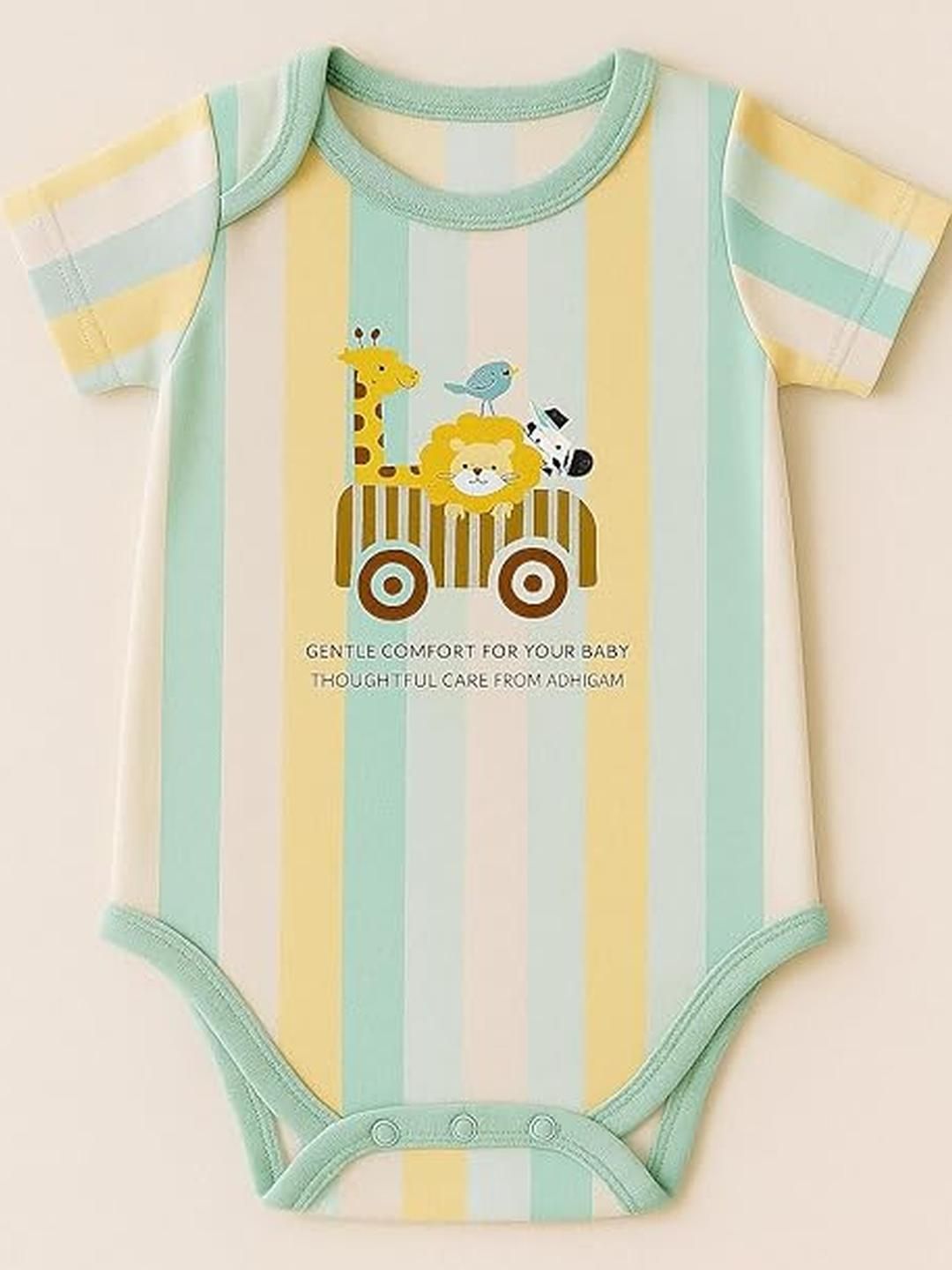 Adhigams Kids Printed Beige Baby Rompers-picture-16