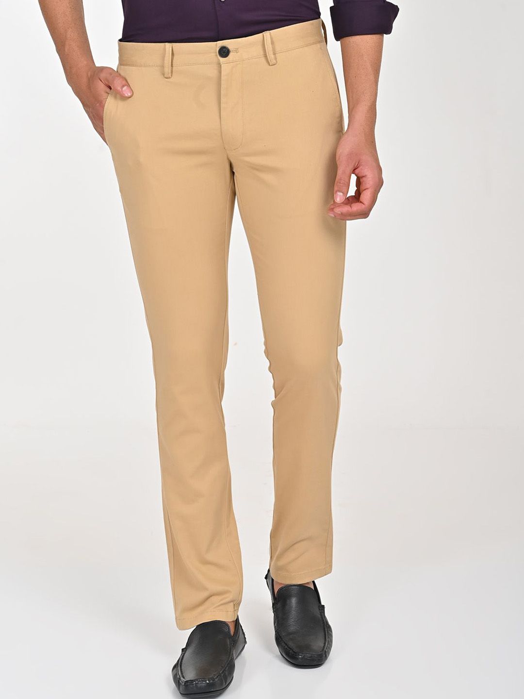 Indian Terrain Men Solid Mid-Rise Brooklyn Slim Fit Trousers-picture-27