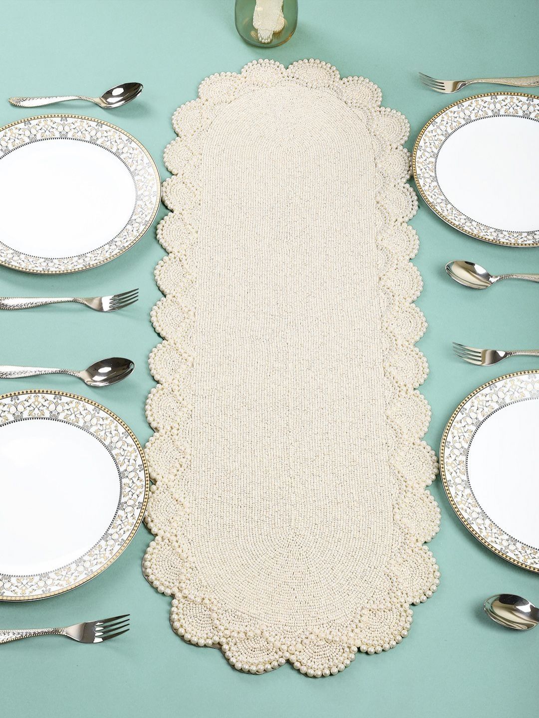 YWULY Off White Textured Table Runner-picture-21