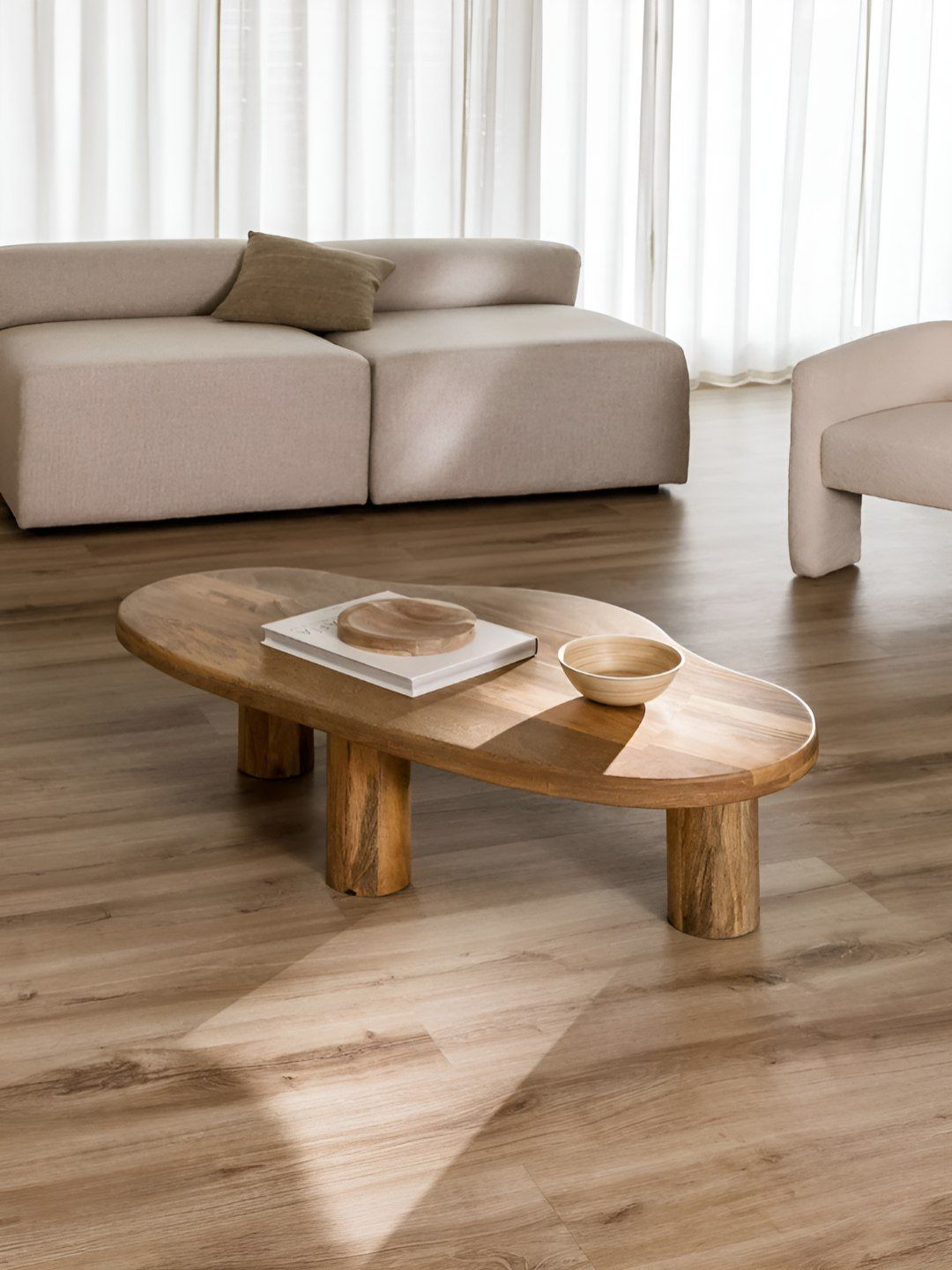 THEGASBH Brown Textured Wooden Rectangle Coffee Table-picture-28