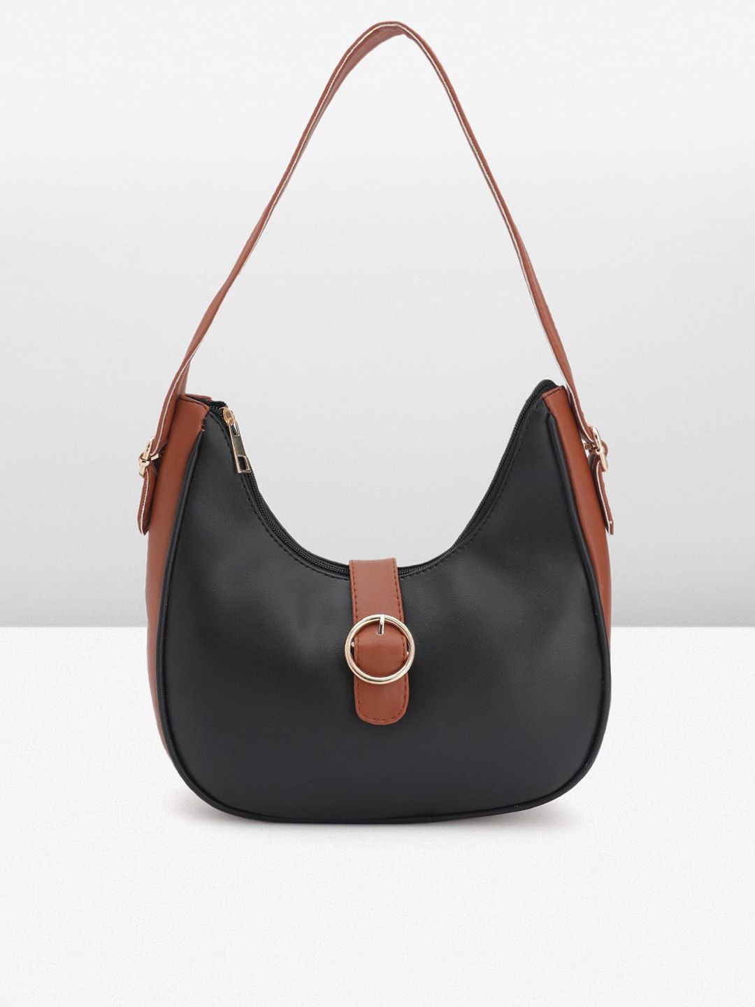 FABBHUE Women Colourblocked Hobo Bag Buckle Detail Hobo Bag-picture-24