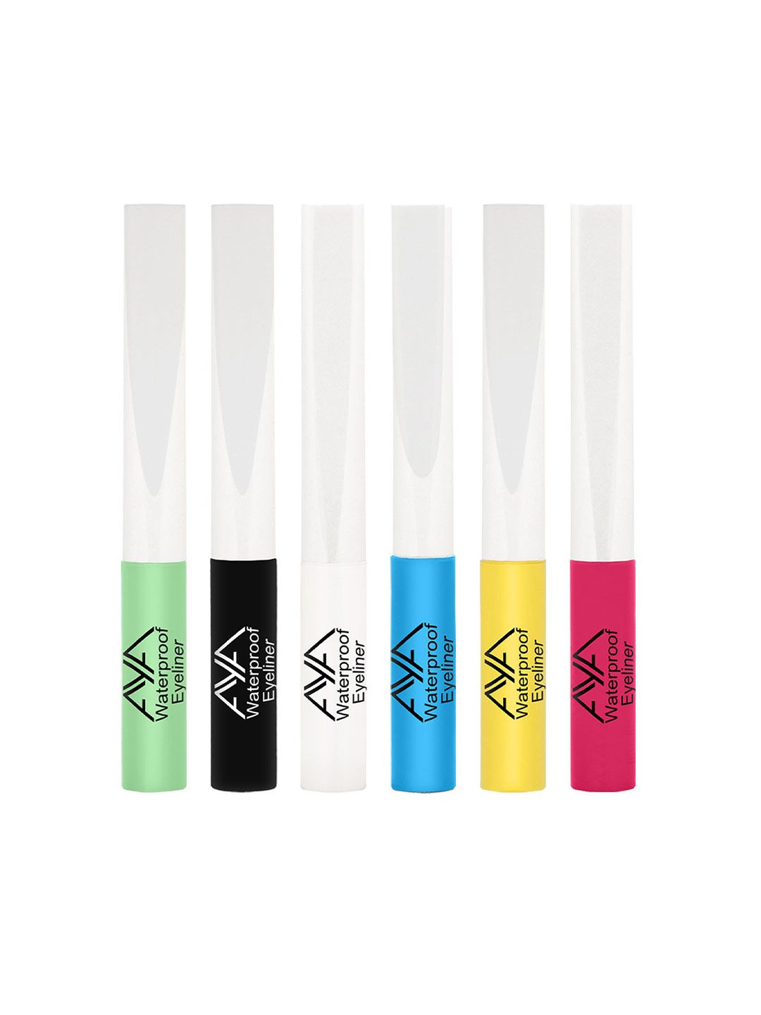 AYA Set Of 6 Long-Lasting Waterproof Liquid Eyeliner - 5ml Each - Kohl Black - Mint Green-image-5