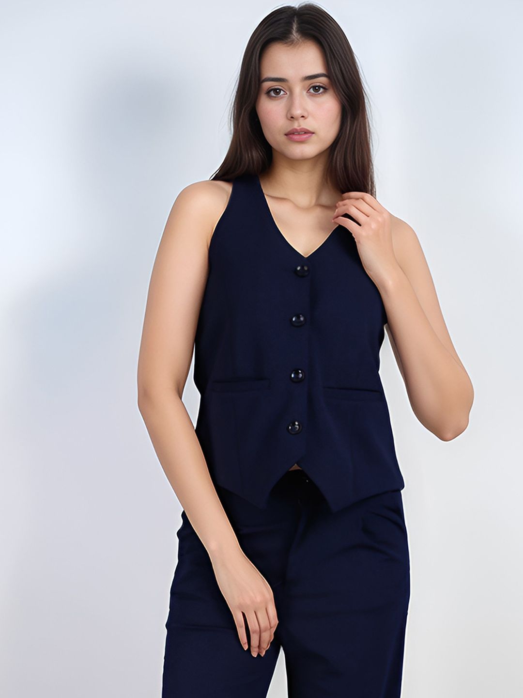 Rocksy Sleeveless V-Neck Slim-Fit Waistcoat-picture-39