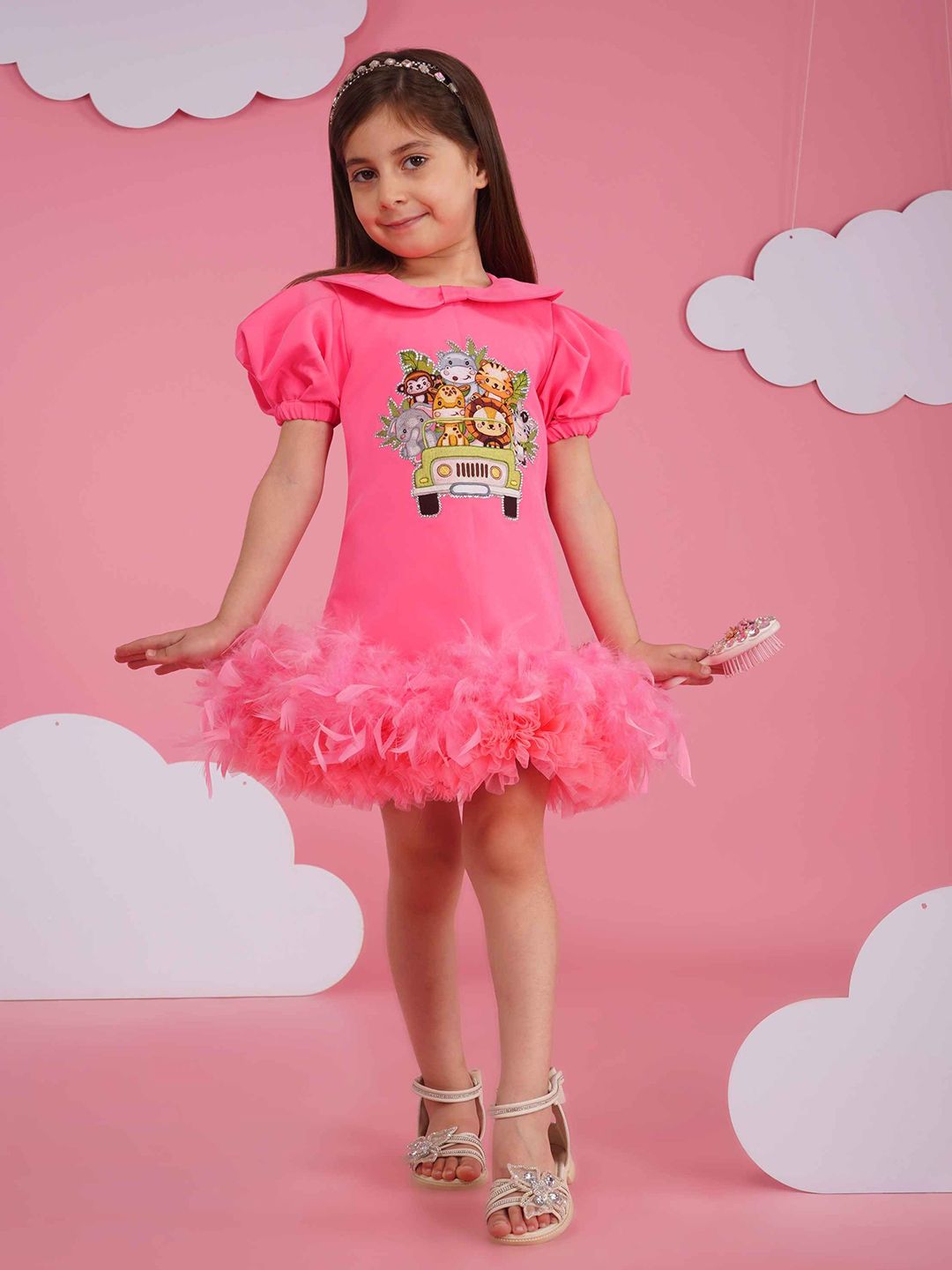 HOITY MOPPET Girls Peter Pan Collar Embellished A-Line Dress-image-48