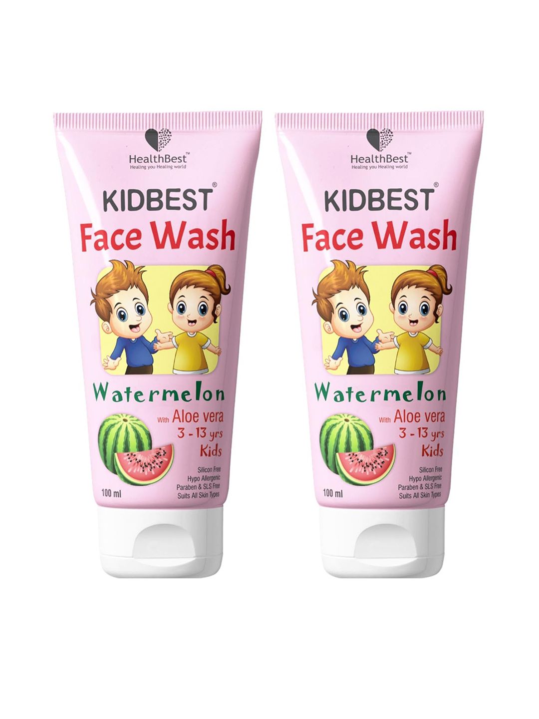 HealthBest Kids Set Of 2 Kidbest Watermelon Face Wash With Aloevera - 100 ml Each