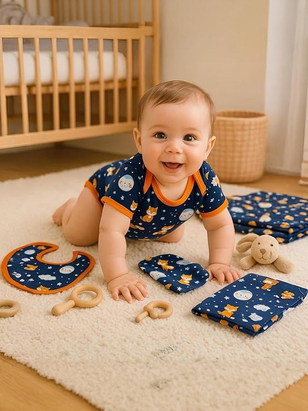 Adhigams Boys Printed Cotton Romper-picture-14