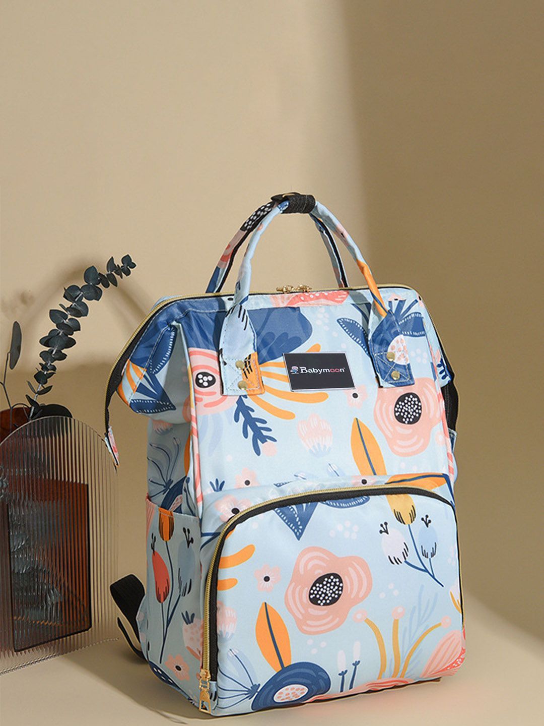 Babymoon Floral Printed Lightweight Multifunctional Travel Mother Diaper Bag