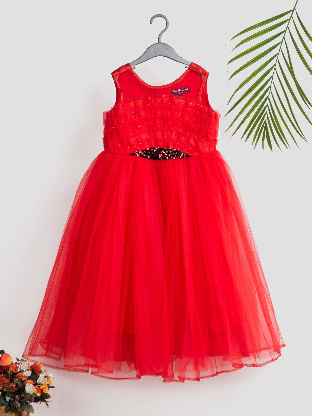 Toy Balloon kids Girls Embellished Tulle Fit & Flare Maxi Dress-picture-44