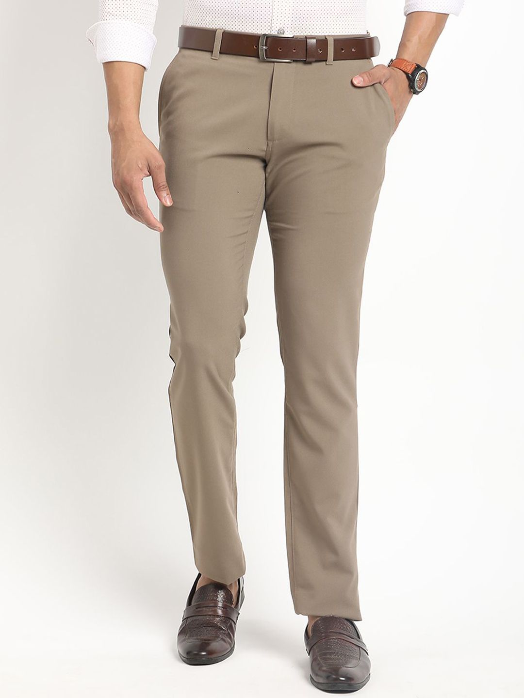 Indian Terrain Men Printed Urban Tapered Fit Formal Trousers-picture-10