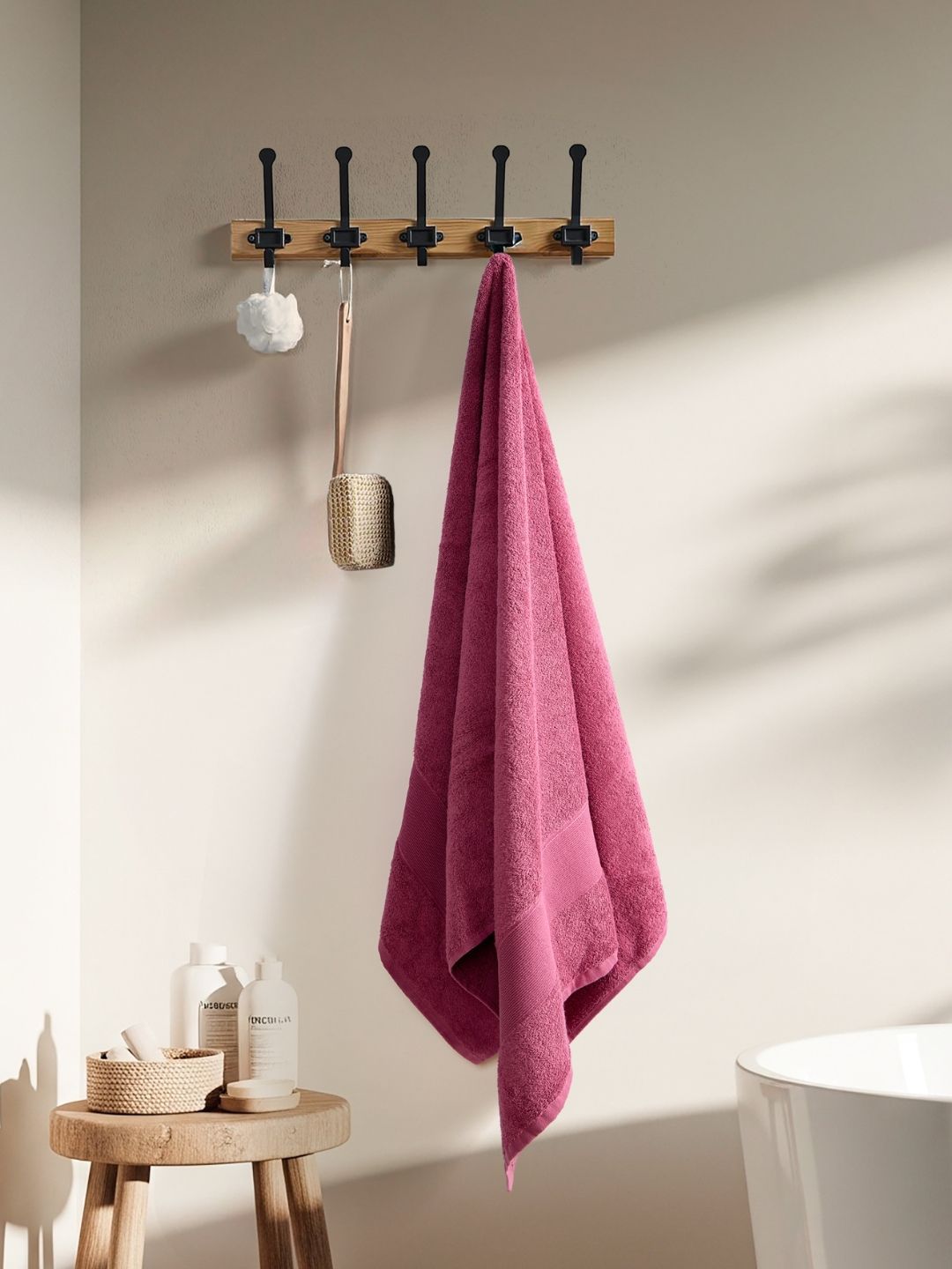 haus & kinder Pink & Taupe 2 Pieces Cotton 500 GSM Towel Set-image-30