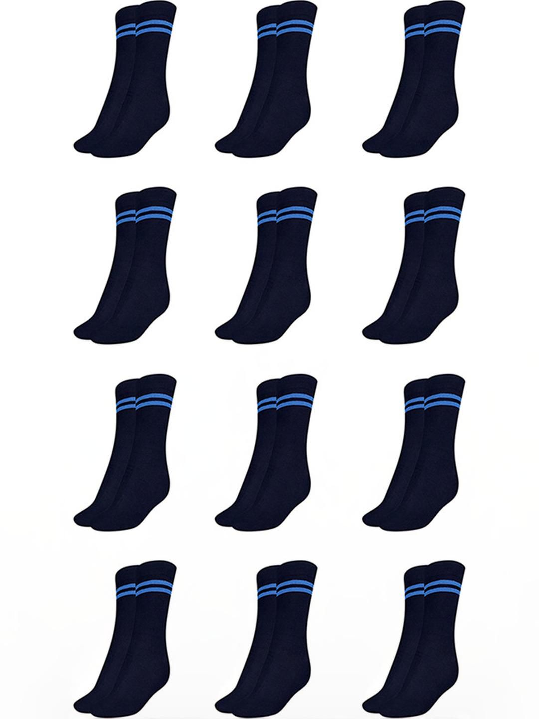MUKHAKSH Kids 12 Pairs Sky Blue Strip Socks-picture-36