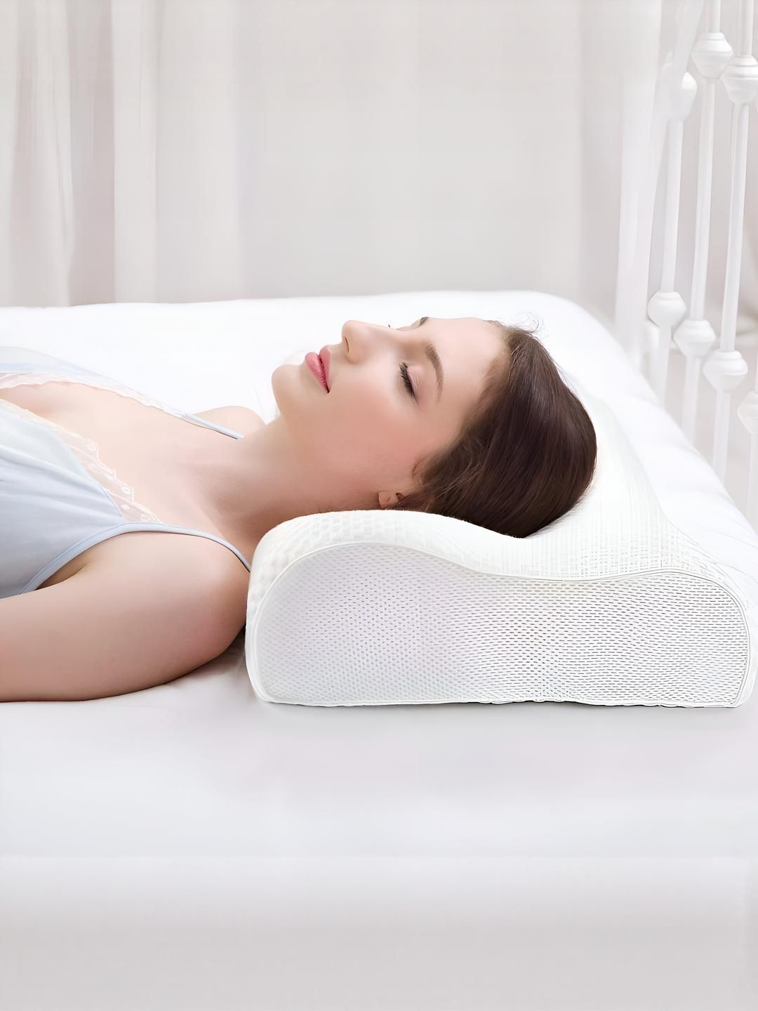 Aetrius White Memory Foam Filled Cotton Lightweight Sleep Pillow-picture-43