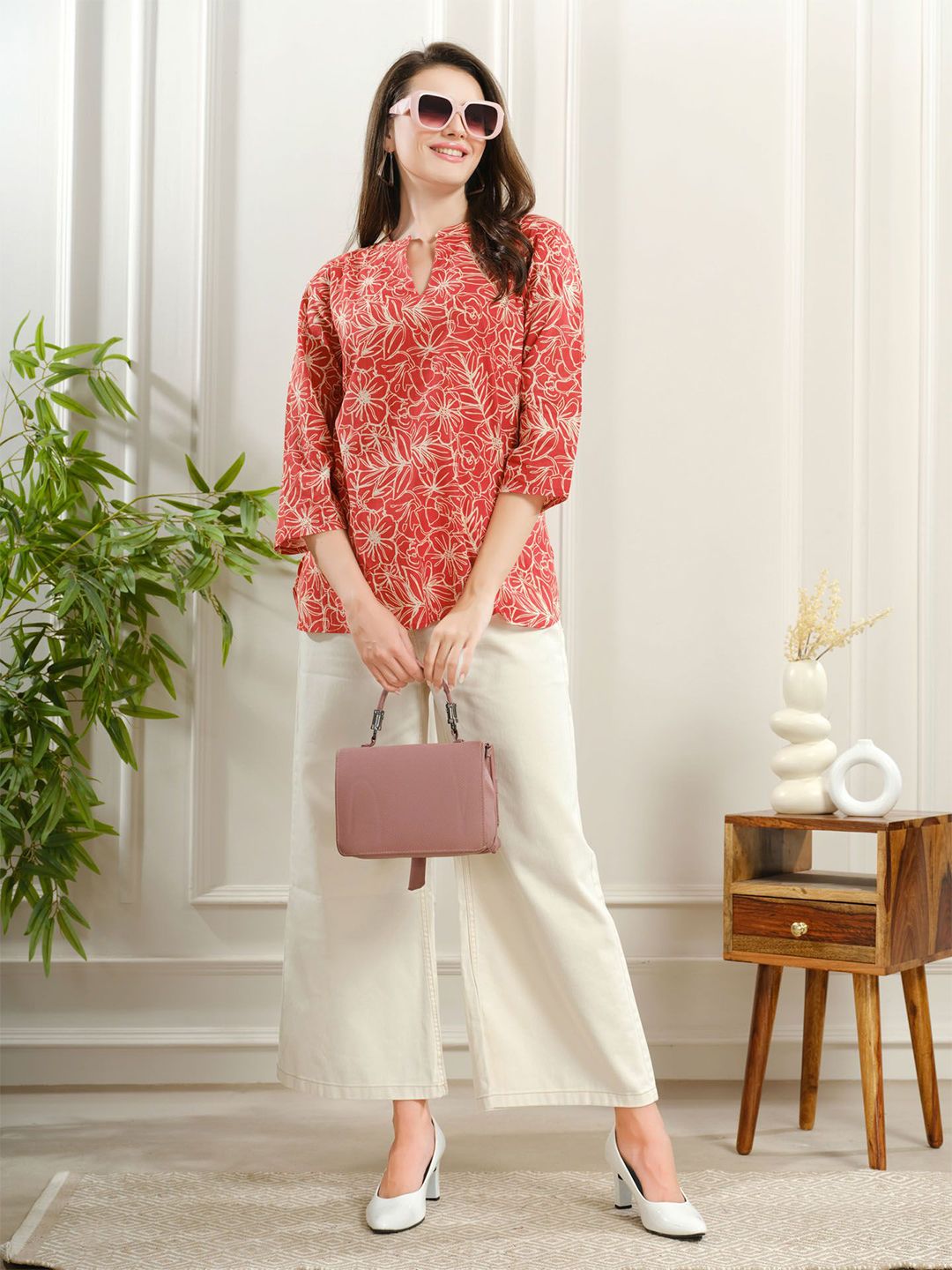 NIGHT FLOSS Women Floral Printed Round Neck Cotton Casual Top-picture-18