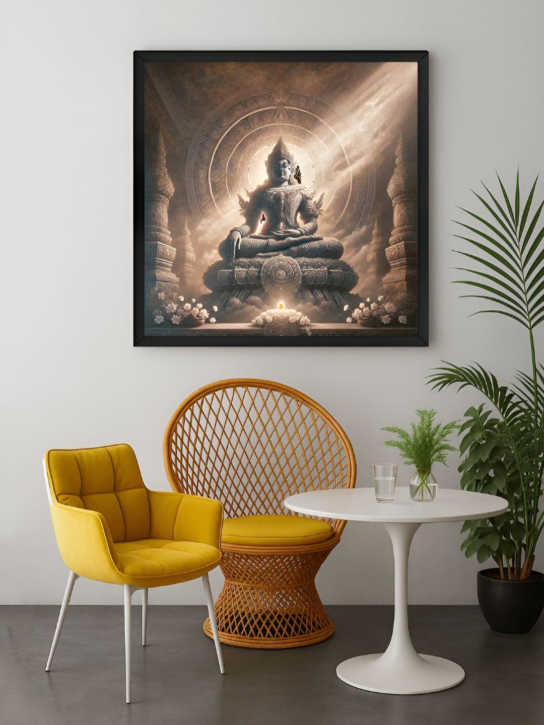 999Store Brown & Off White Buddha Religious Canvas Wall Art-picture-18