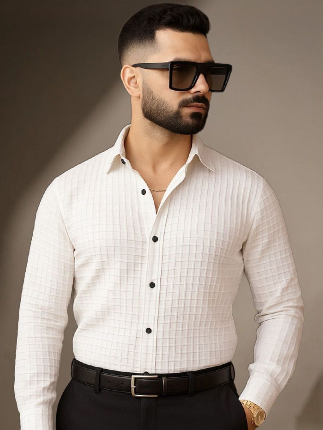 MARMIC FAB Checked Spread Collar Classic Shirt-picture-26