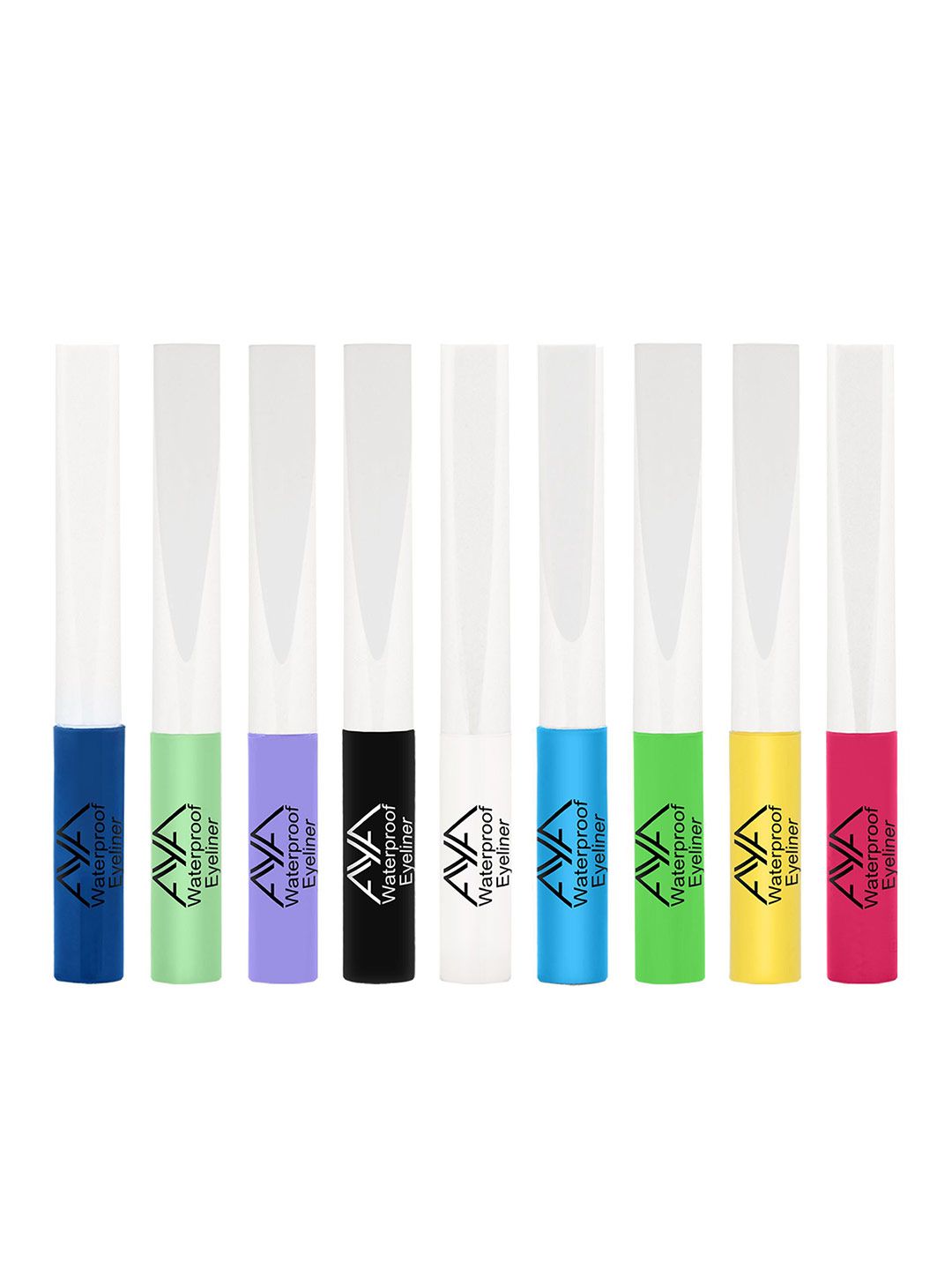 AYA Set Of 9 Long-Lasting Waterproof Liquid Eyeliner - 5ml Each - Kohl Black - Mint Green-image-17