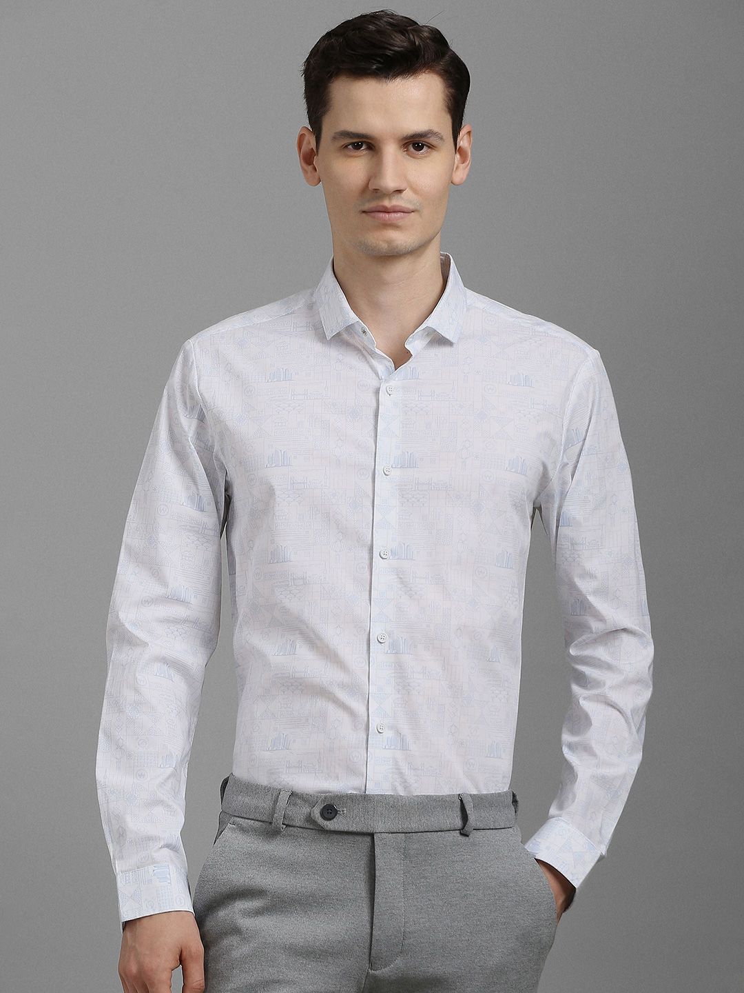 Louis Philippe Ath.Work Men Super Slim Fit Graphic Printed Spread Collar Shirt