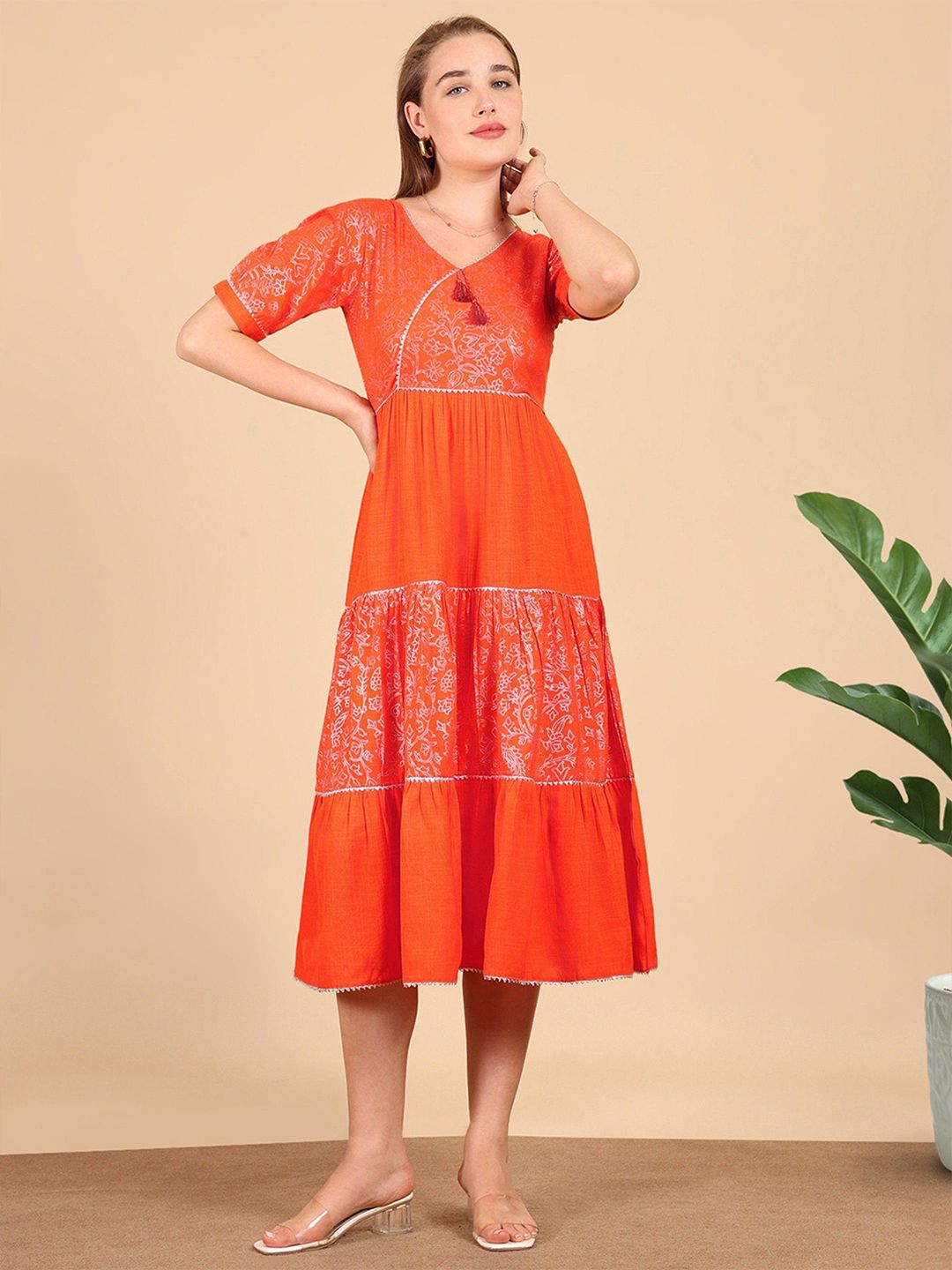 True Shape Women Ethnic Motifs Printed Fit & Flare Midi Dress-picture-11