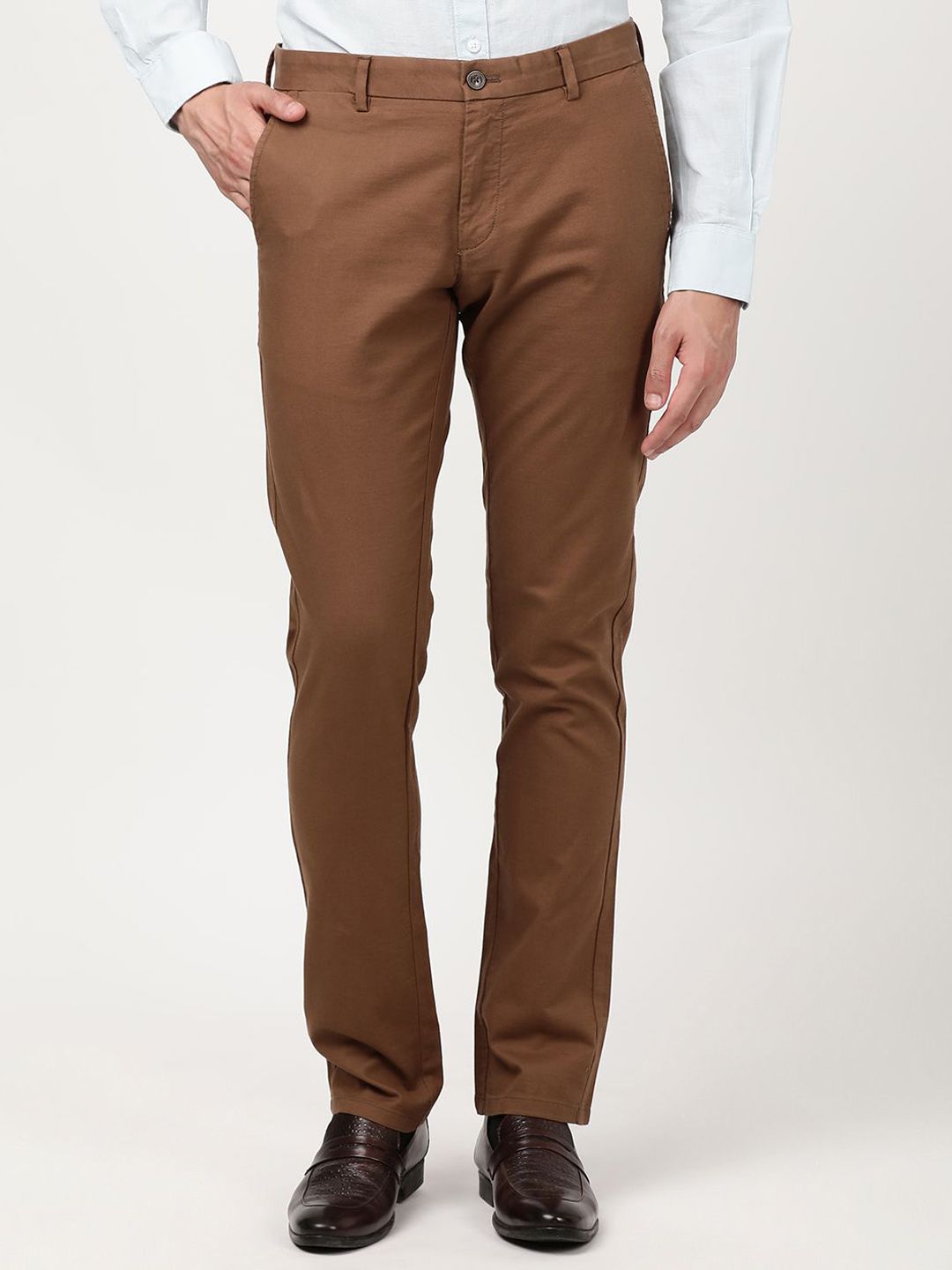 Indian Terrain Men Solid Brooklyn Slim Fit Trousers-picture-36