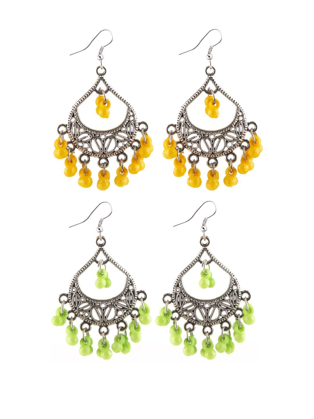 Creative Frogs Set Of 2 Silver Toned Oxidized Drop Earrings-picture-11