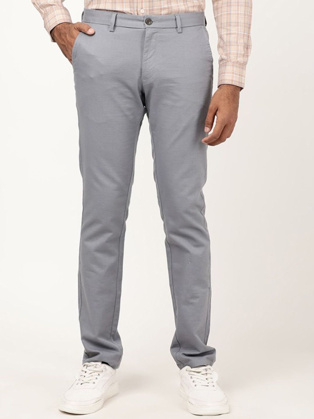 Indian Terrain Men Solid Slim Fit Mid-Rise Regular Trousers-picture-29