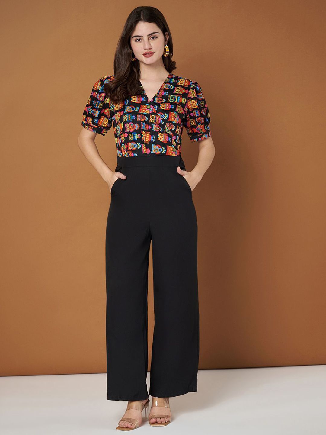 BRINNS Graphic Printed V-Neck Puffed Sleeves Jumpsuit-picture-20