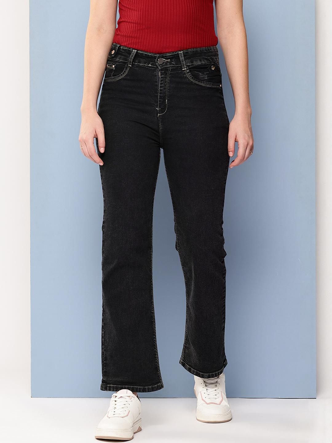 Womens Casual Wear Black Colour Solid Denim Jeans