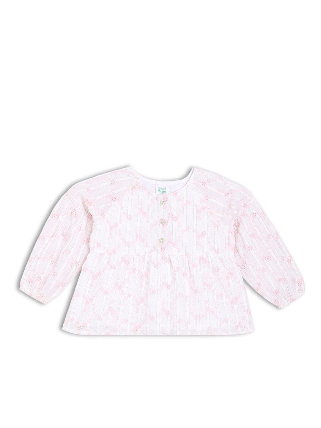 MINI KLUB Girls Floral Embroidered Pure Cotton Regular Top-picture-35
