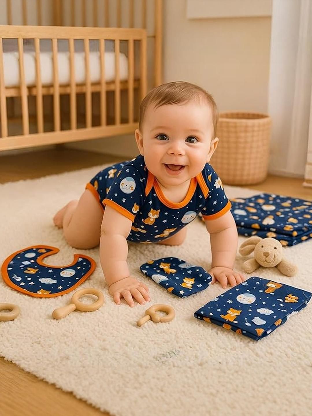 Adhigams Infant Boys Printed Cotton Romper-picture-26